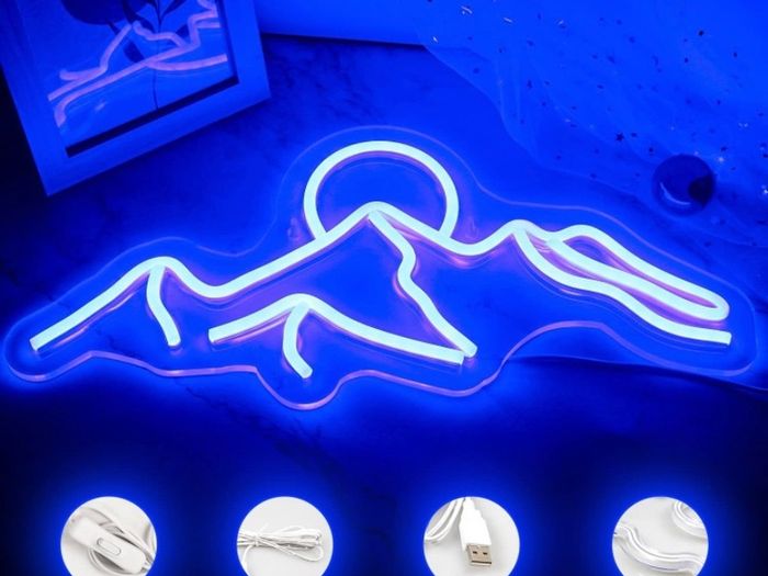 Desert Sunset Neon Light Sign Blue Led Neon Signs for Bedroom Landscape Shape Neon Wall Lights Light Signs Custom Made Neon Lights (FREE POSTAGE)