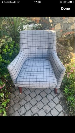grey armchair