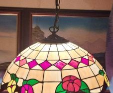 18 Inch Diameter Tiffany Style Ceiling Pendant Lamp / Light With Stained Glass Shade
