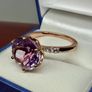 Silver Rose De France Amethyst & White Zircon Solitaire Ring Image 9