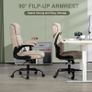 Ergonomic Office Chair Computer Chair Executive Office Chair with Flip Up Armrest High Back Rocking Function Height Adjustable Comfortable Desk Chair for Home Office Fabric Cream Image 9
