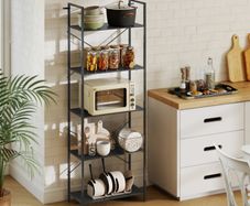Bookshelf, Freestanding 5-Tier Shelf, Industrial Office Shelf with Metal Frame, Open Storage Shelf for Living Room, Office, Study, 60x30x170.5 cm, Black