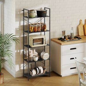 Bookshelf, Freestanding 5-Tier Shelf, Industrial Office Shelf with Metal Frame, Open Storage Shelf for Living Room, Office, Study, 60x30x170.5 cm, Black
