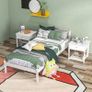 Single bed frame, headboard & slatted base, 26 cm under-bed space, pine, 208x96x70 cm, White Image 2