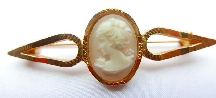 Vintage Exquisite English Cameo on a bar pin