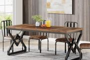Large Office Computer Desk with Extra Thick Wooden Table Top and Metal Frame