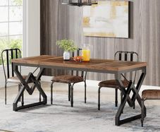 Large Office Computer Desk with Extra Thick Wooden Table Top and Metal Frame