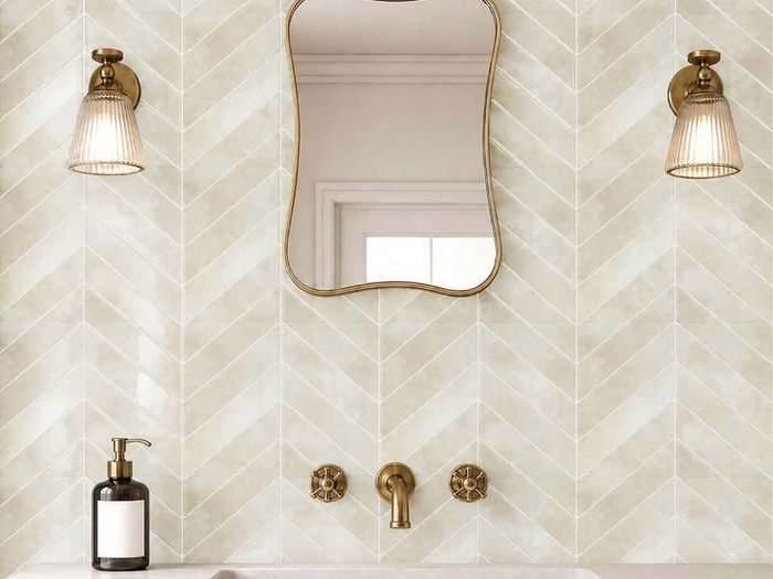 3D Stick on Tiles, Peel and Stick Wall Tiles, Self Adhesive Wall Tiles Waterproof Stick on Tiles Kitchen, Herringbone Sticky Tiles for Bathroom 10 Sheets/Pack (23x29cm) Beige
