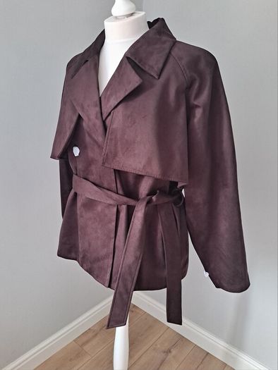 New 4th Arq chocolate brown suede effect Jacket size XL UK 16