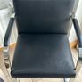 Pair of Black Cantilever Armchairs, Chrome Metal Frame, Retro Modern Image 7