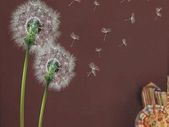 Wonderful Green and White Dandelion Flowers Wall Stickers DIY Removable Stick Paper