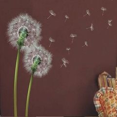 Wonderful Green and White Dandelion Flowers Wall Stickers DIY Removable Stick Paper