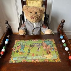 Antique High Chair folds Inlaid Play Table