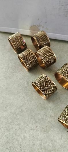 Vintage Copper Brass Gold Braided Napkin Rings Set Of 8
