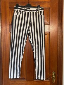 Bershka Striped Carrot Fit Jeans W29 L32 In Black And White. Like New