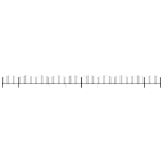 Garden Fence with Spear Top Steel (1-1.25)x17 m Black