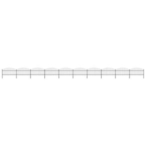 Garden Fence with Spear Top Steel (1-1.25)x17 m Black