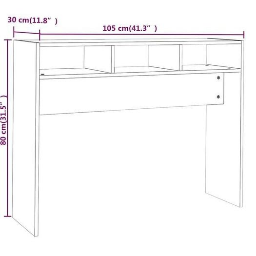 105cm Smoked Oak Console Table, Modern Engineered Wood Hallway Table for Living Room, Entryway & Hall