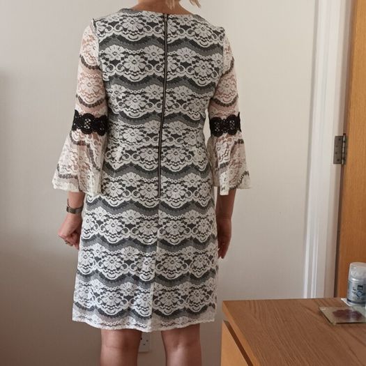 cream & black dress