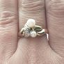 9ct Gold, Pearl and Diamond Ring, O/P 2.3g. Image 2