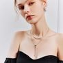 Sumiyaki Pearl and Diamante Double Necklace Image 2