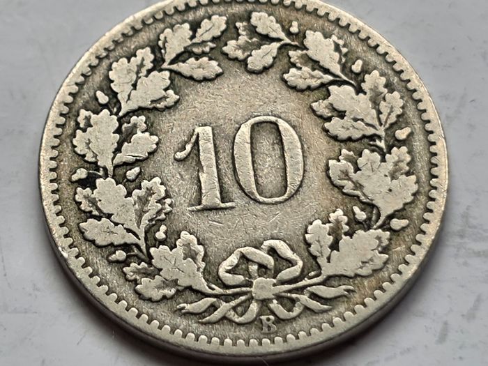 1884 Switzerland 10 Rappen Coin