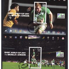 2007 Ireland Rugby World Cup Commemorative Stamps Miniature Sheets Fine Used with First Day of issue cancel.