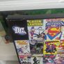 large wooden framed super heroes and villans wall hanging and 2 metal wallhanging discs Image 5
