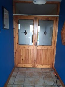 solid red deal doors.