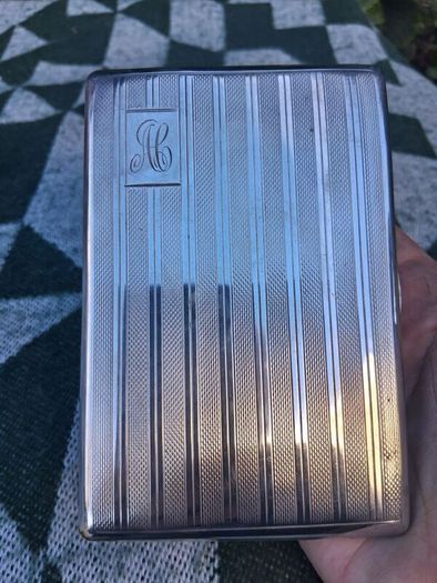 Mid Century Large Sterling Silver Gilded Cigarette Case(185 grams)