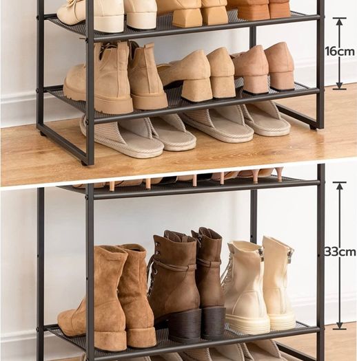 8-Tier Shoe Rack, Tall Shoe Shelf, Shoe Organizer Rack for 21-28 Pairs of Shoes, Detachable Metal Mesh, Narrow Shoe Stand for Hallway, Living Room, Sturdy, Industrial, Rustic Brown (FREE POSTAGE)