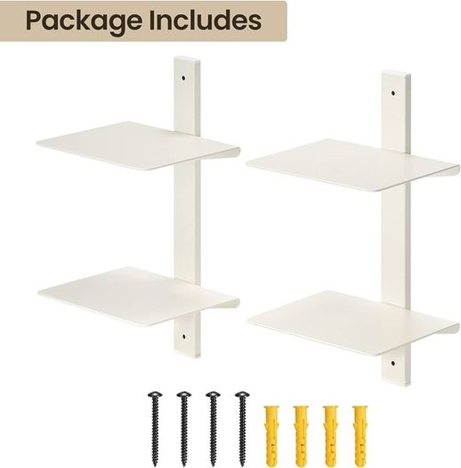 NEW SALE | Invisible Floating Bookshelf for Wall Mounted, 4 Tier Vertical Spine Book Tower, 2 Pack White