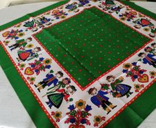Vintage tablecloth, folk art,tablecloth