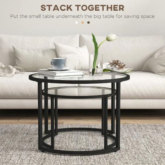 2-Piece Nesting Glass Coffee Table Set