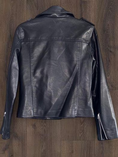 Topshop Black Faux Leather Biker Jacket UK 12