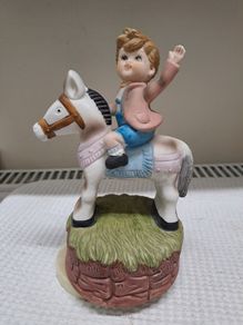 Vintage Musical Figurine Child on Horse