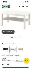 IKEA new, white coffee table 90x55cm, Lucan