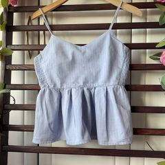 Stradivarius light blue 100% cotton top size small
