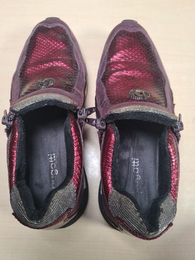 womens BUGATTI trainers metallic snakeskin purple pink zip up Size UK 5 EU 38