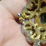 SPHINX Vintage Large Rhombus Openwork Brooch Gold plated with Agate Glass Cabochons Signed Numbered Image 5