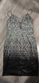 Love Triangle Ombre Sequin Mini Dress / Backless Strappy Evening Party Dress