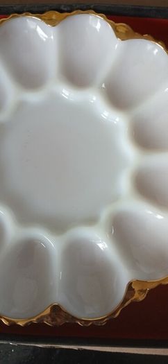 Mid-century Anchor Hocking Milk Glass Deviled Egg Plate