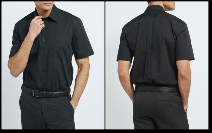 2 Regular Fit Short-Sleeved Cotton Rich Shirts - Black