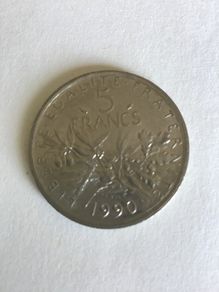 1990 France coin - 5 Francs