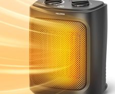 2 In 1 Mini Electric Fan Heater 2000W with Two Heat Settings & Fan, Ceramic Desk Heater for Bedroom, Temperature Control Desk Heater, A16a-black
