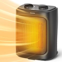 2 In 1 Mini Electric Fan Heater 2000W with Two Heat Settings & Fan, Ceramic Desk Heater for Bedroom, Temperature Control Desk Heater, A16a-black