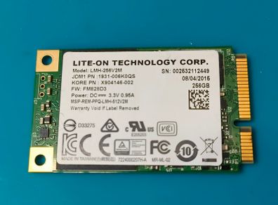 Lite-On LMH-256V2M 256GB mSATA SSD Solid State Drive/ Used