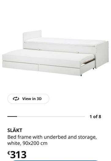 Ikea Slakt kids trundle bed with storage & matresses