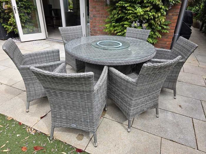 Grey Rattan Outdoor Dining Set