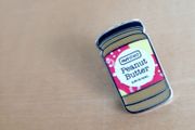 Nutshed peanut butter pin badge